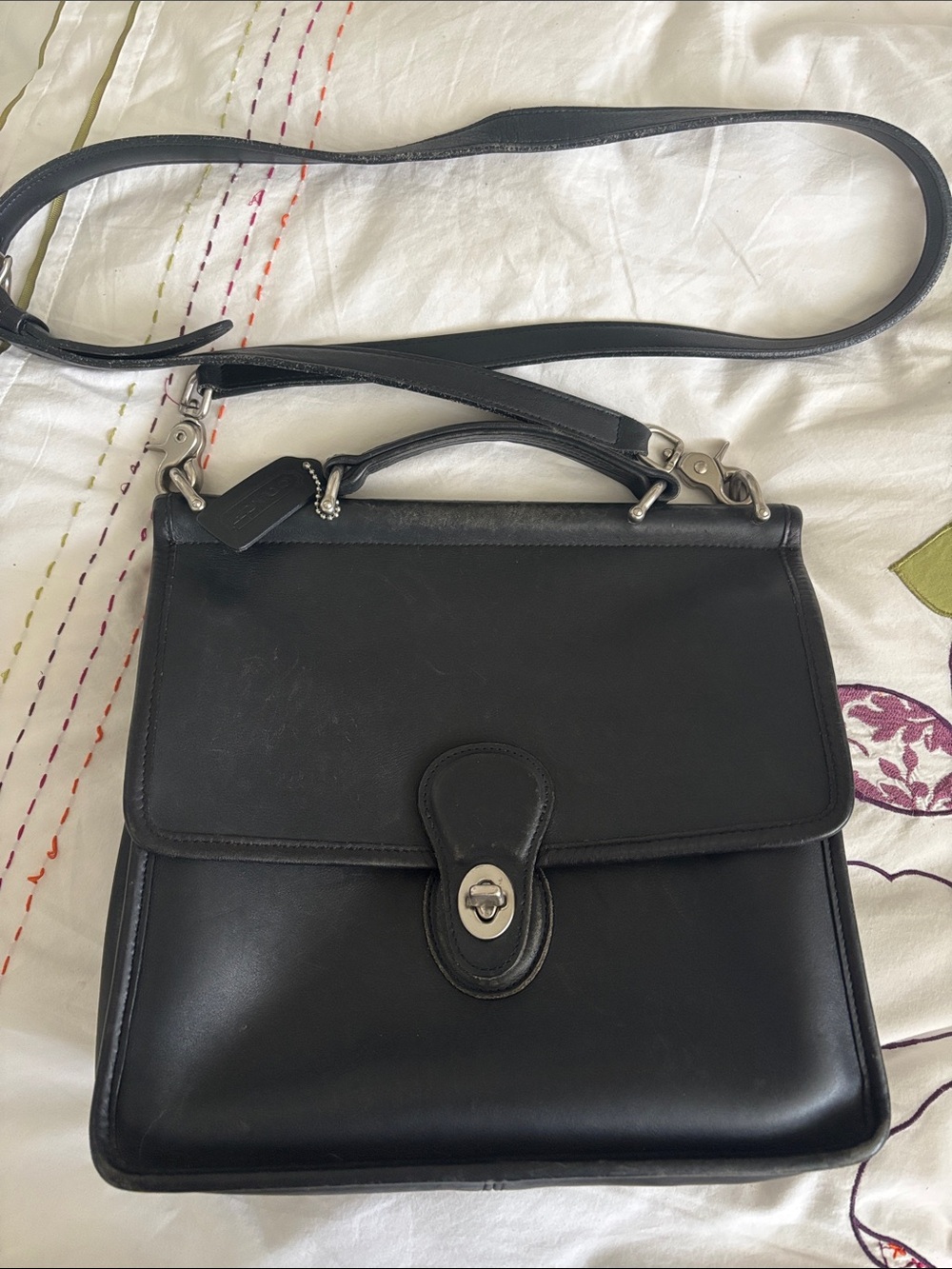 Coach 53 Station Leather Satchel Bag w Nickel Hardware